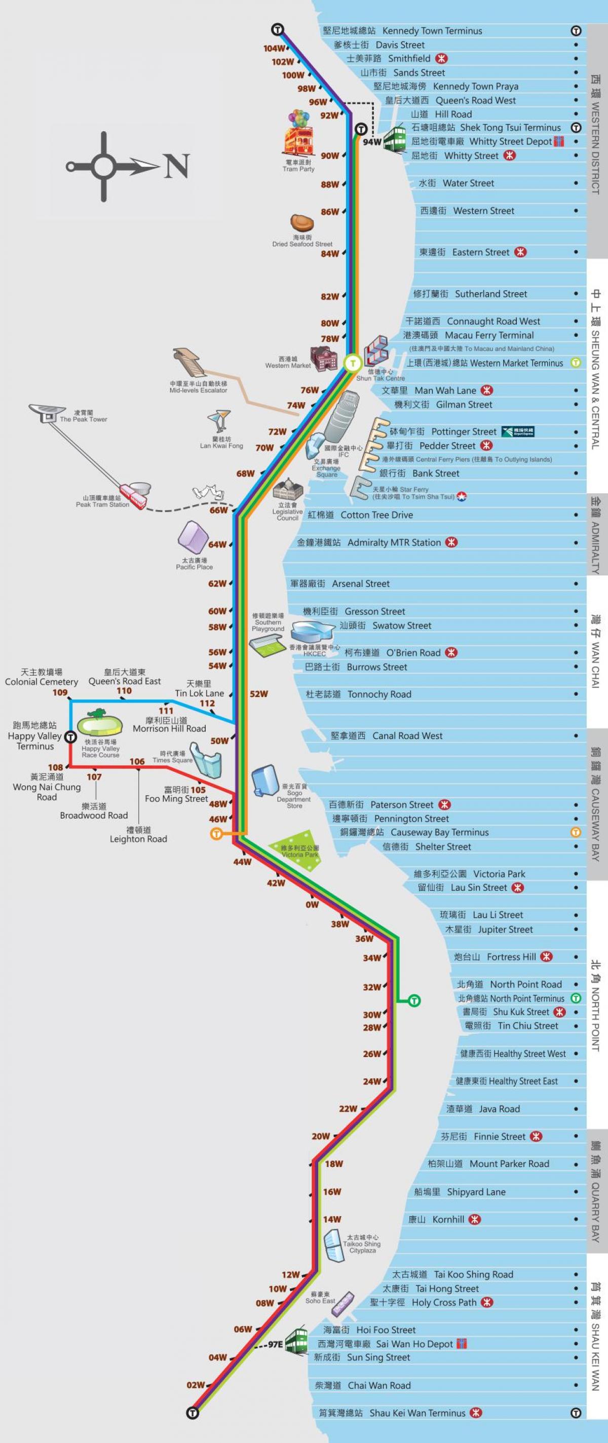 Hong Kong ding ding trammi kaart