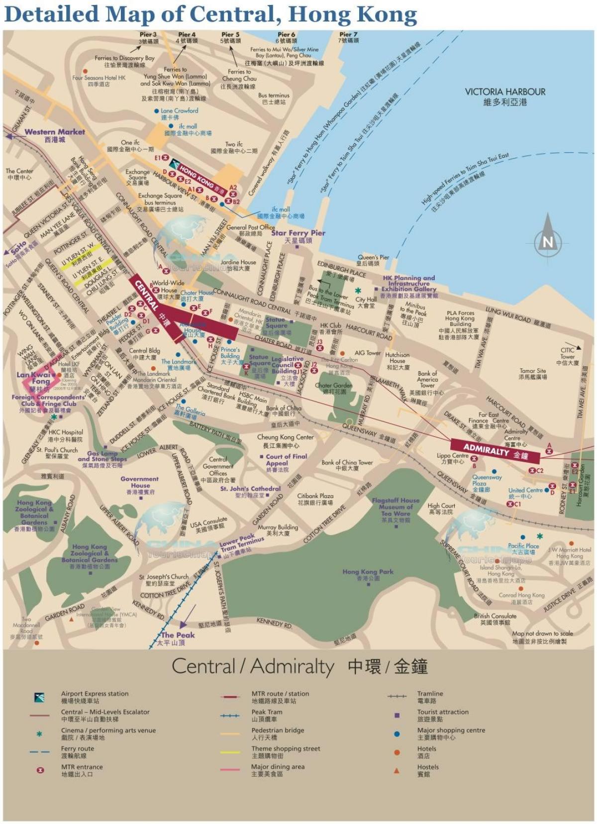 Hong Kong central kaart