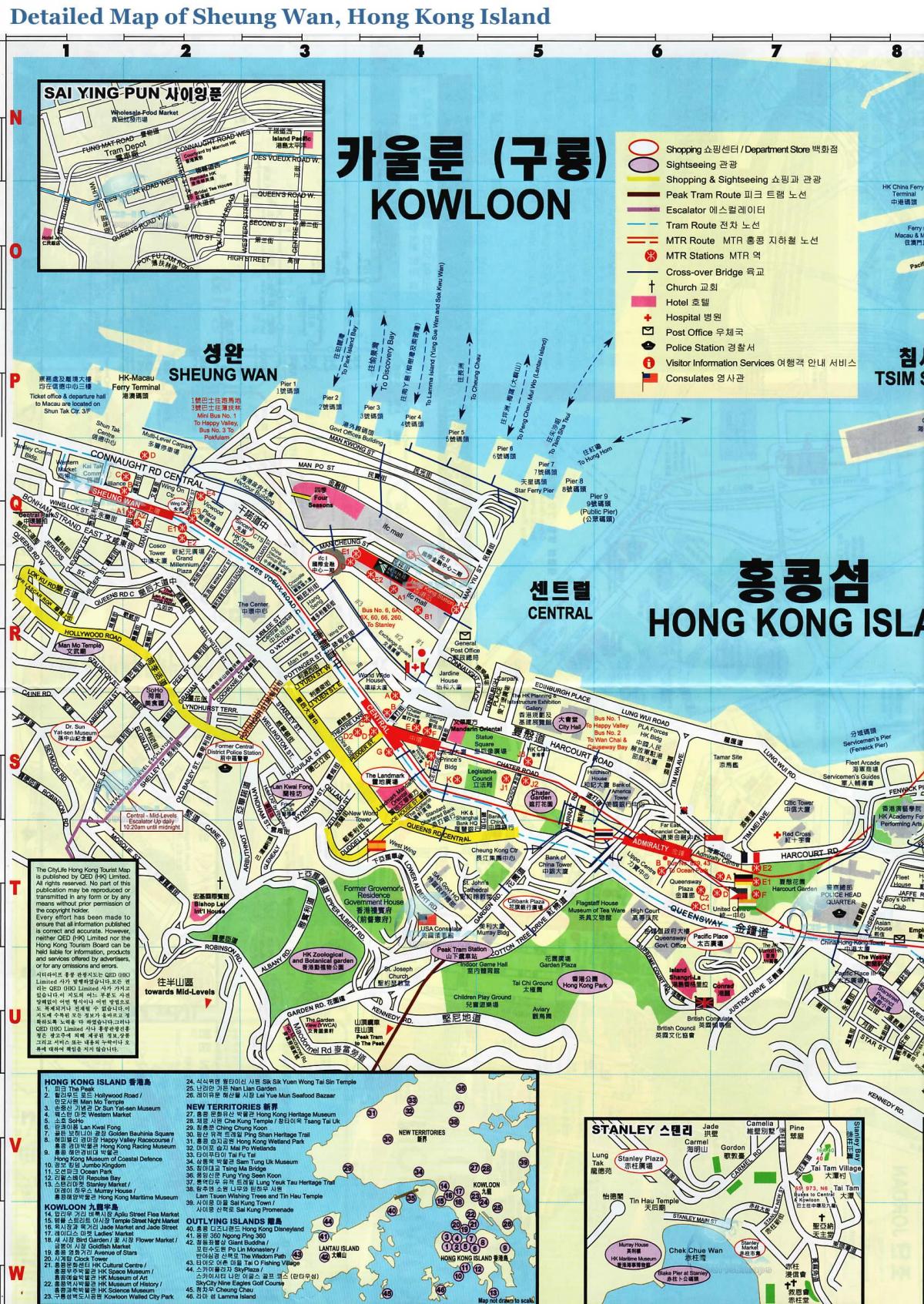 kaart Sheung Wan-Hongkong