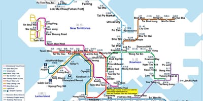 Metroo kaart, Hong Kong